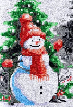 JACAROU - TAPIS BONHOMME DE NEIGE (FROSTY) - POINTS NOUÉS (MOYEN)